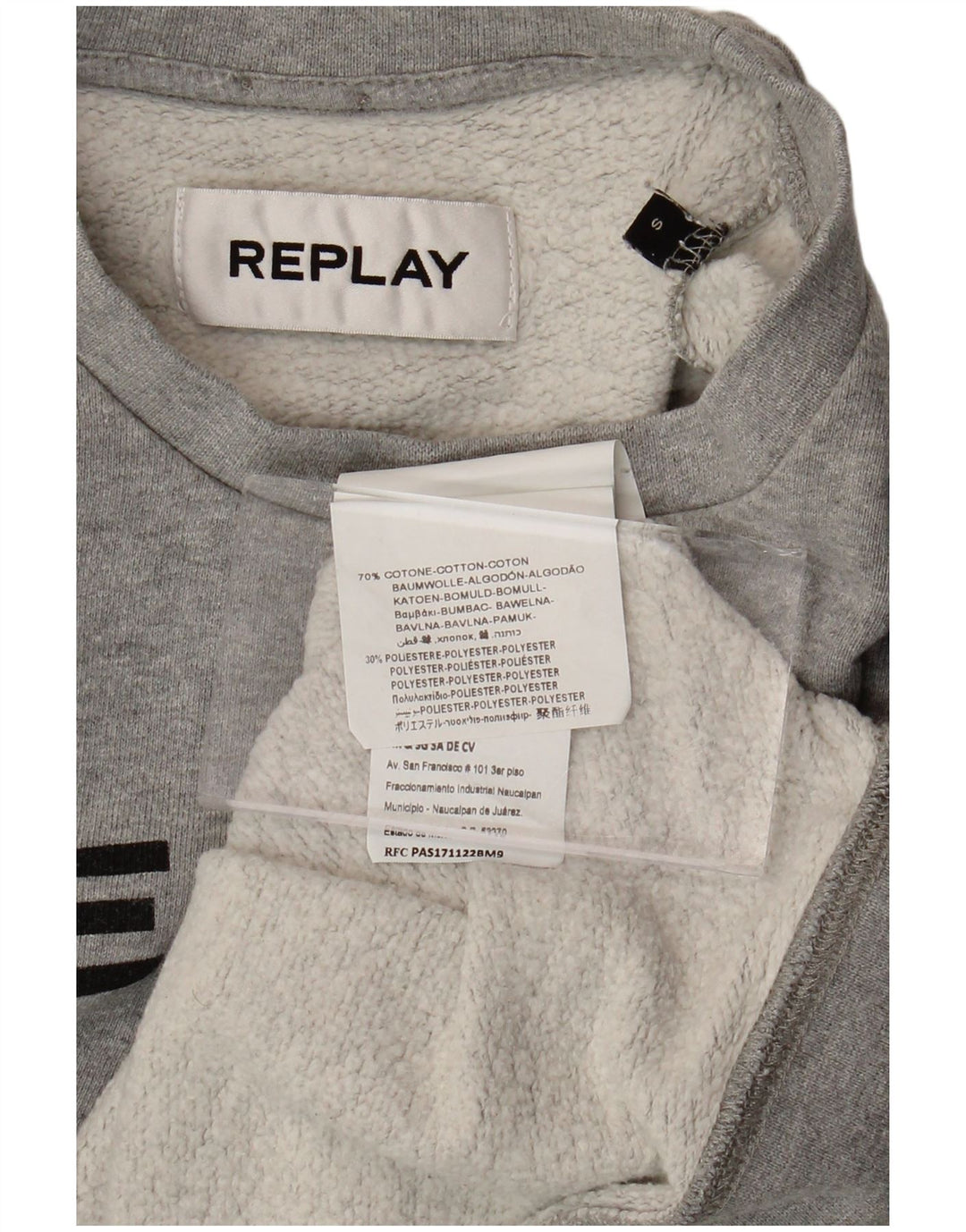 REPLAY Womens Paris Crop Graphic Sweatshirt Jumper UK 10 Small Grey Cotton