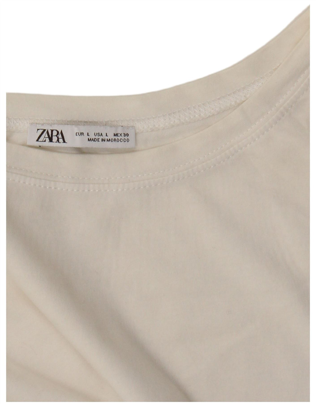 Zara Womens Crop T-Shirt Top UK 16 Large White