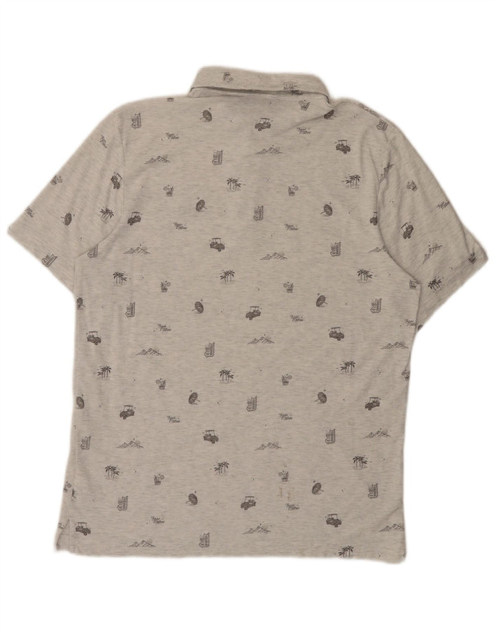 Travis Mathew Mens Abstract Pattern Polo Shirt Large Grey Cotton