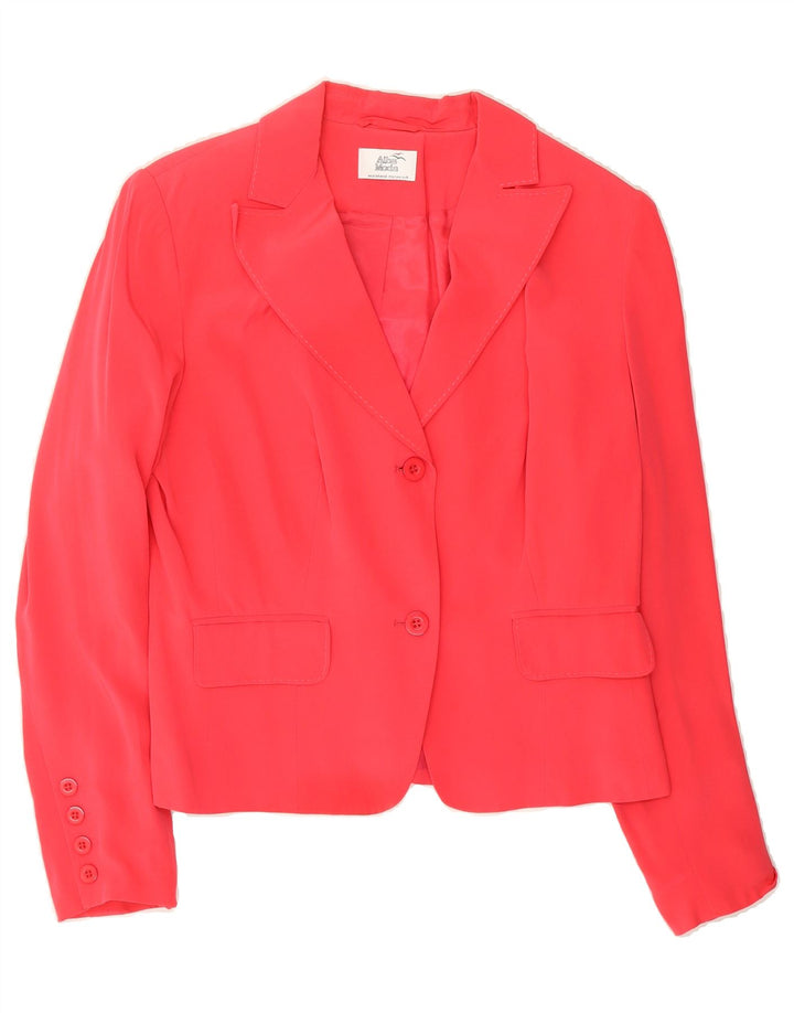 ALBA MODA Womens 2 Button Blazer Jacket UK 14 Large  Red Acetate Vintage Alba Moda and Second-Hand Alba Moda from Messina Hembry 