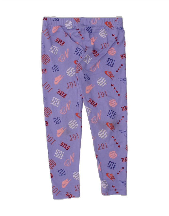 NIKE Girls Graphic Leggings 4-5 Years Small Purple Polyester Vintage Nike and Second-Hand Nike from Messina Hembry 