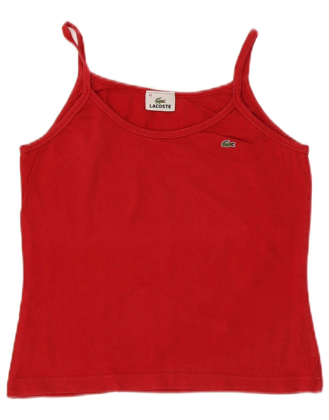 LACOSTE Womens Crop Cami Top Size 40 Medium Red Cotton