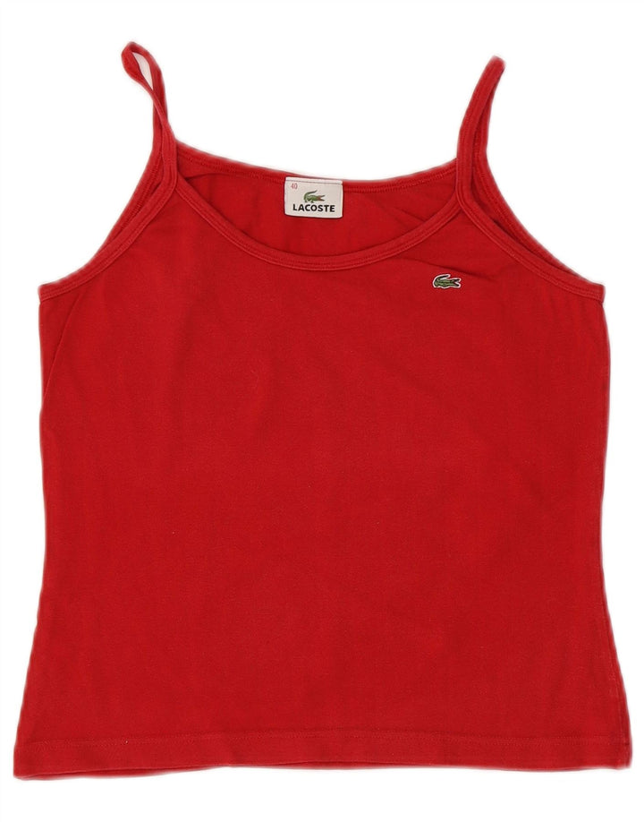 LACOSTE Womens Crop Cami Top Size 40 Medium Red Cotton