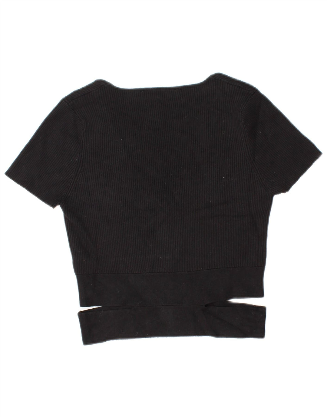 ZARA Womens Crop Blouse Top UK 12 Medium Black Viscose