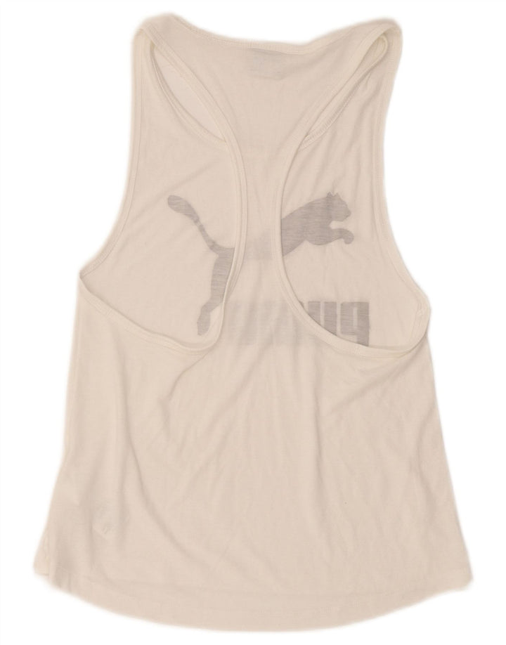 Puma Womens Graphic Vest Top UK 10 Small White Polyester