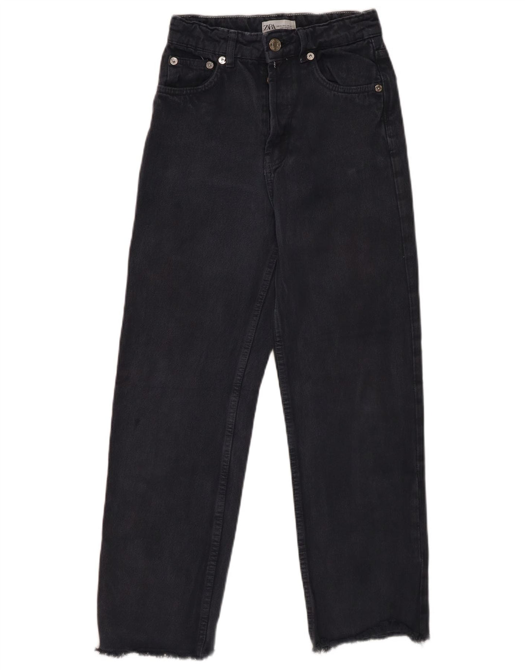 ZARA Womens High Rise Straight Jeans EU 34 2XS W24 L26 Navy Blue