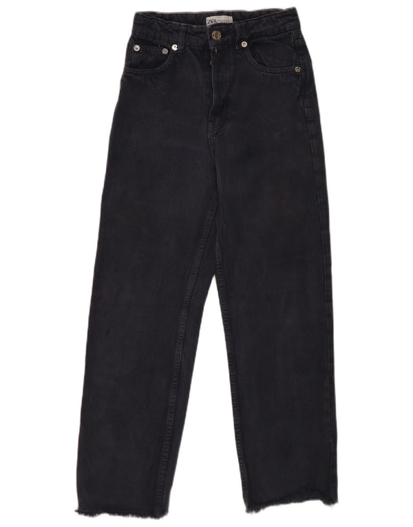 ZARA Womens High Rise Straight Jeans EU 34 2XS W24 L26 Navy Blue