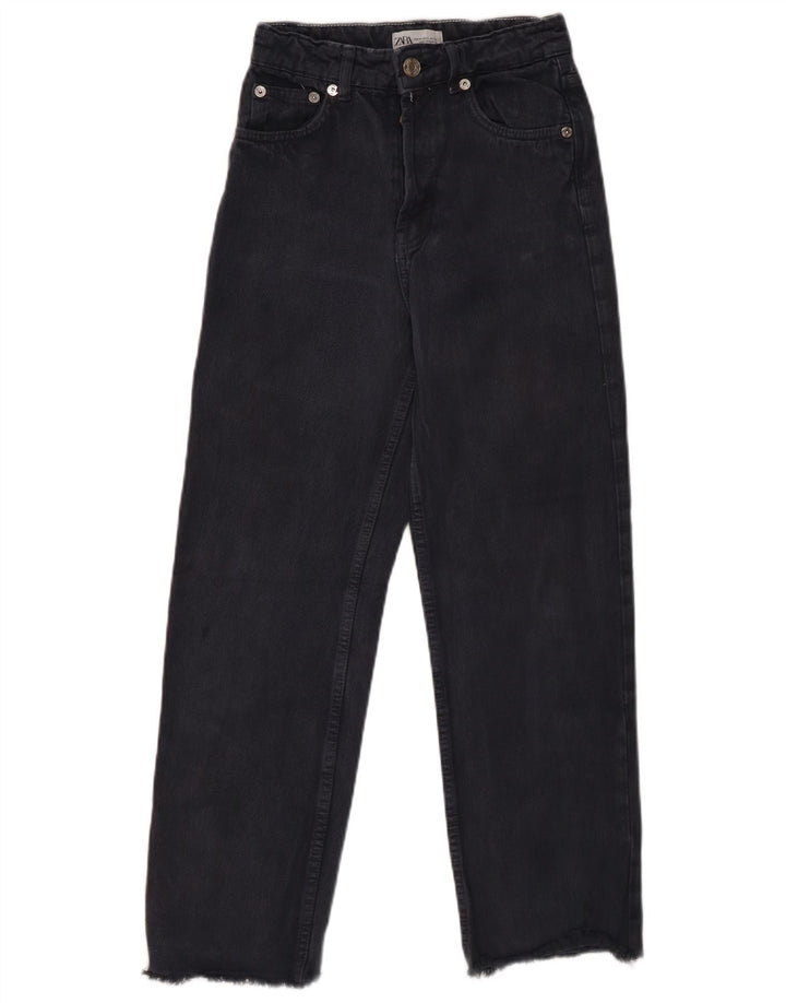 ZARA Womens High Rise Straight Jeans EU 34 2XS W24 L26 Navy Blue
