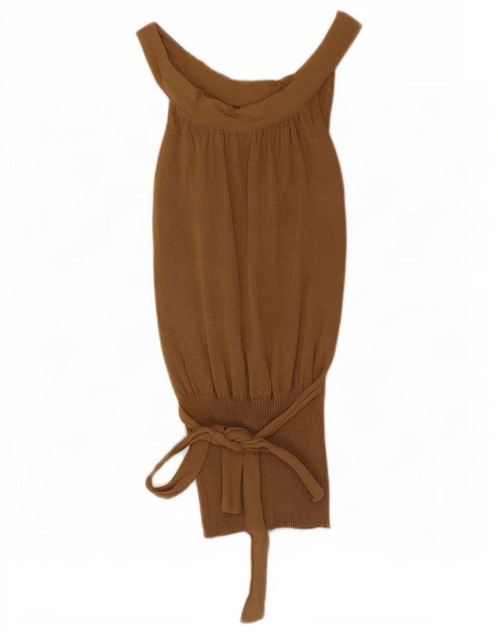 Massimo Dutti Womens Off Shoulder Top UK 14 Large Brown Viscose