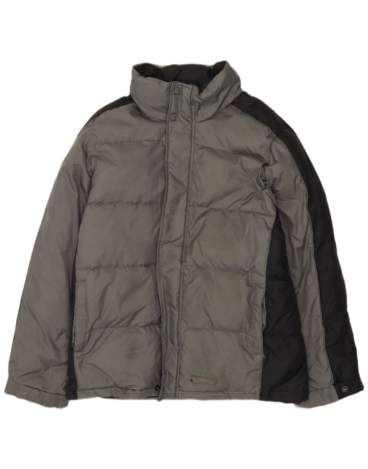 CHAMPION Mens Loose Fit Padded Jacket UK 36 Small Grey Colourblock