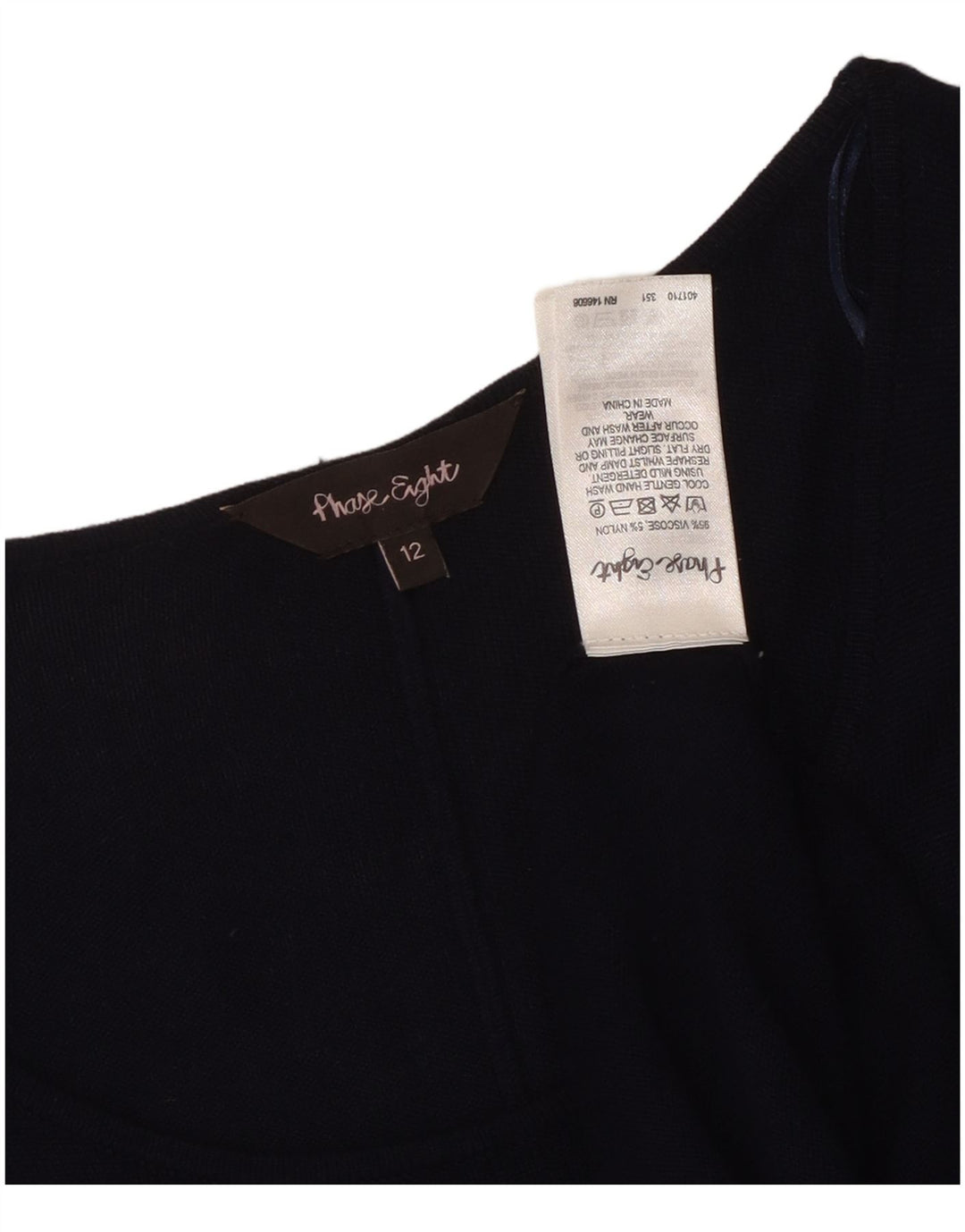 PHASE EIGHT Womens Long Sleeve Blouse Top UK 12 Medium Navy Blue Viscose