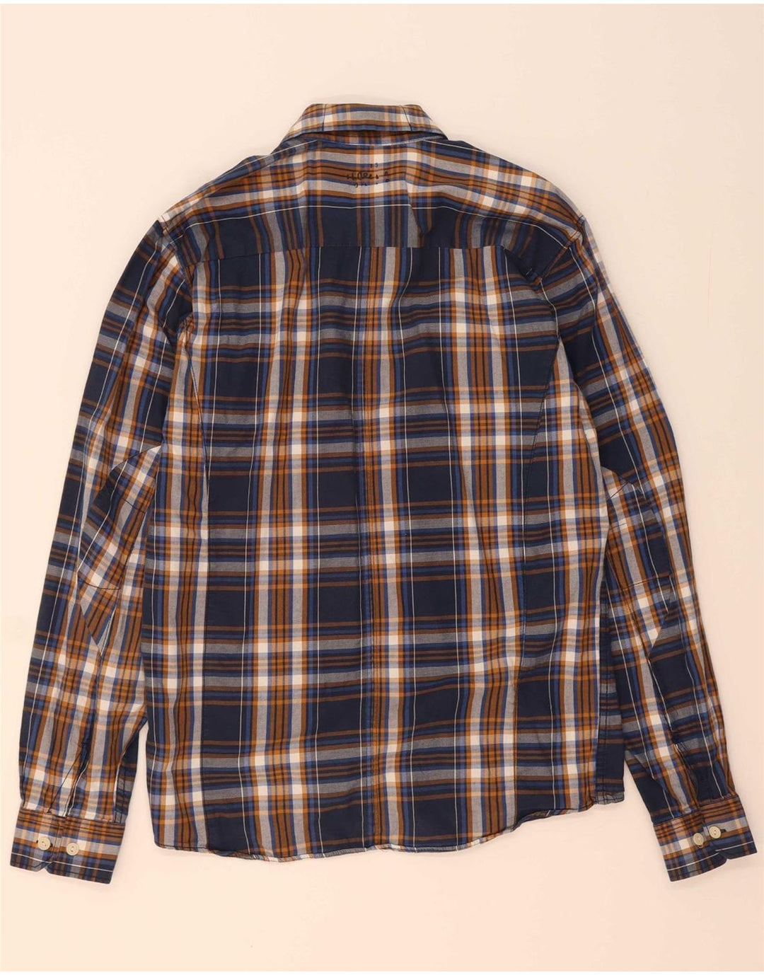 JACK & JONES Mens Flannel Shirt Large Navy Blue Check Cotton
