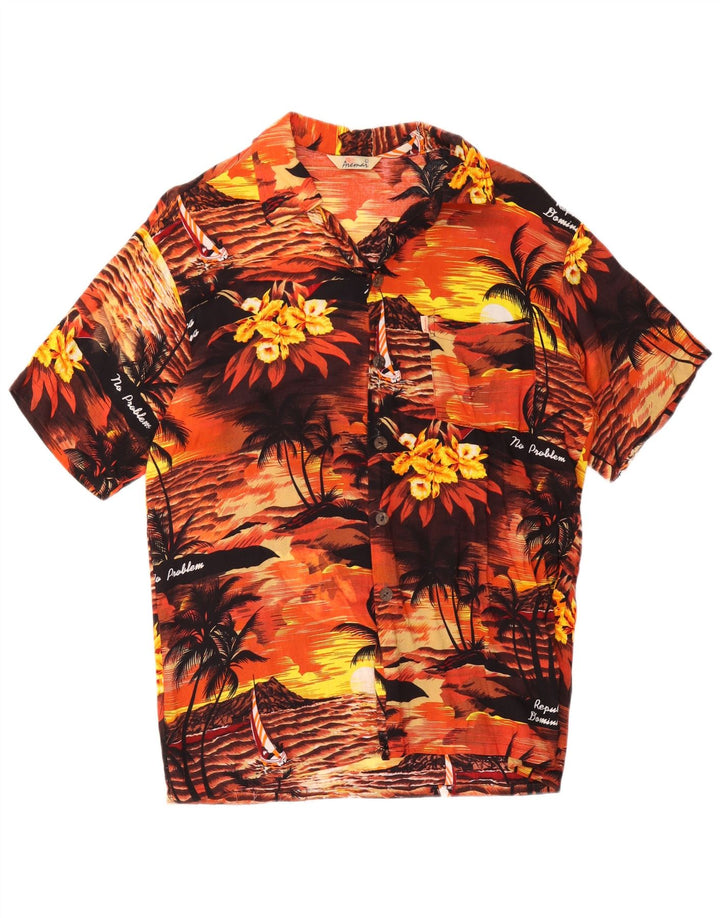 AREMAR Mens Short Sleeve Shirt Large Multicoloured Floral Hawaiian