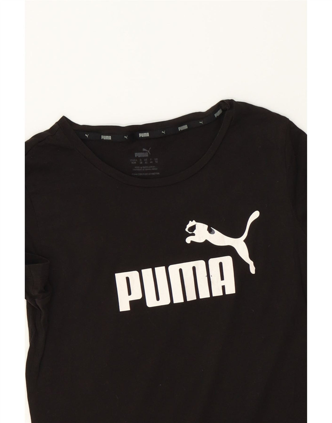 PUMA Womens Graphic T-Shirt Top UK 12 Medium Black Vintage Puma and Second-Hand Puma from Messina Hembry 