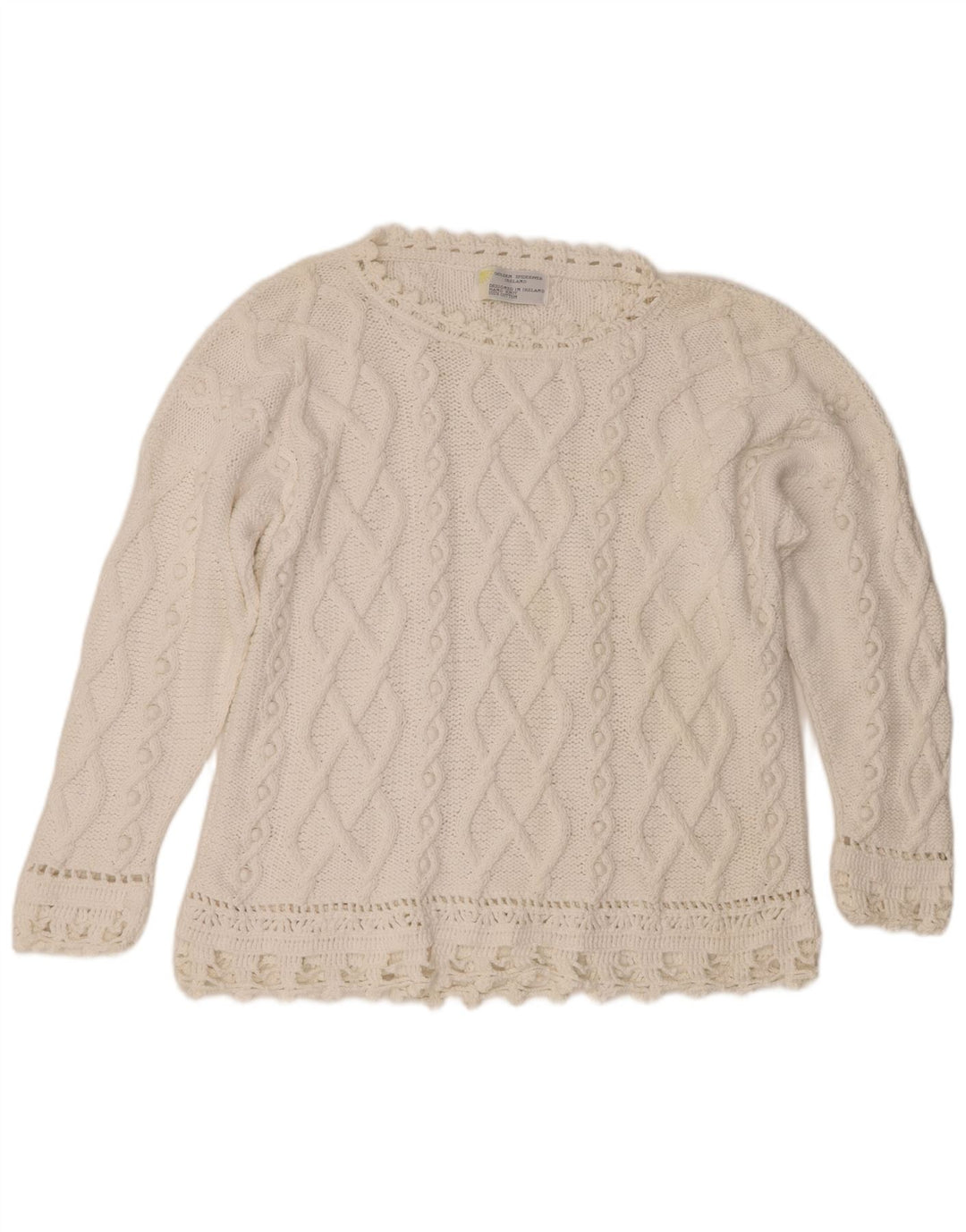 Golden Spiderweb Womens Boat Neck Jumper Sweater UK 16 Large White