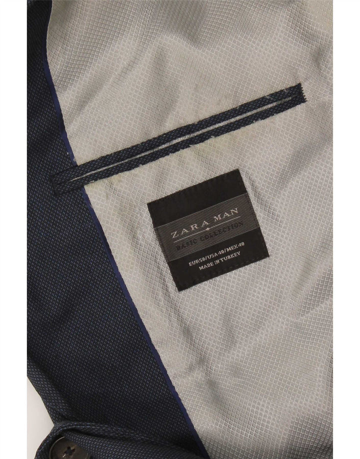 Zara Mens 2 Button Blazer Jacket EU 50 Medium Navy Blue