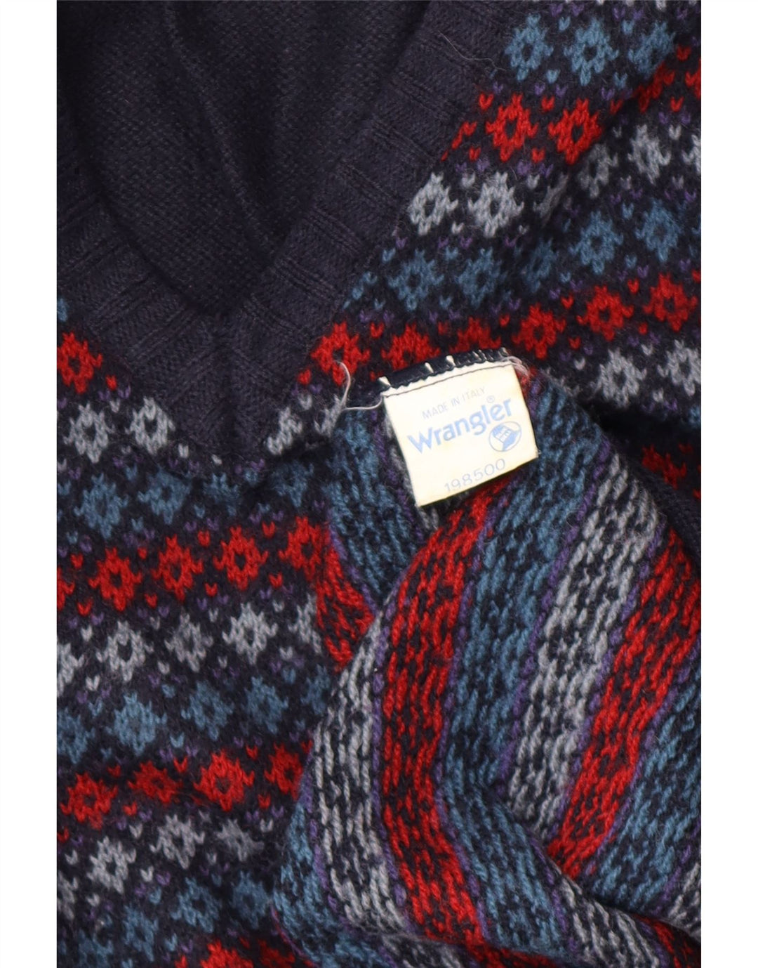 WRANGLER Mens Vest Tank Top Medium Navy Blue Argyle/Diamond Wool