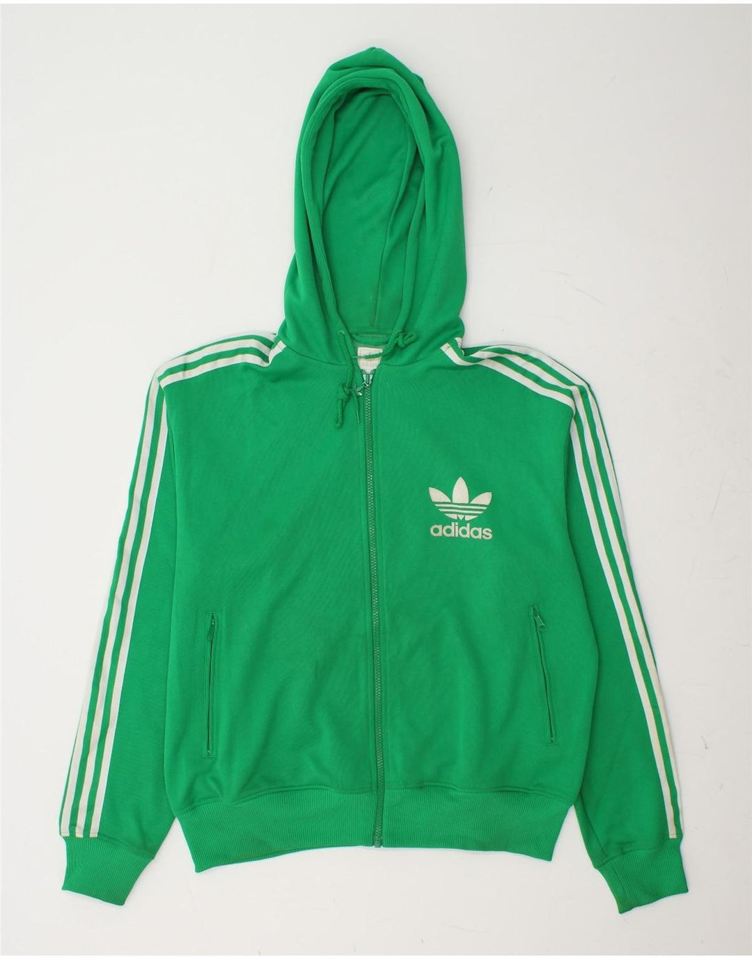 ADIDAS Mens Zip Hoodie Sweater XL Green Cotton