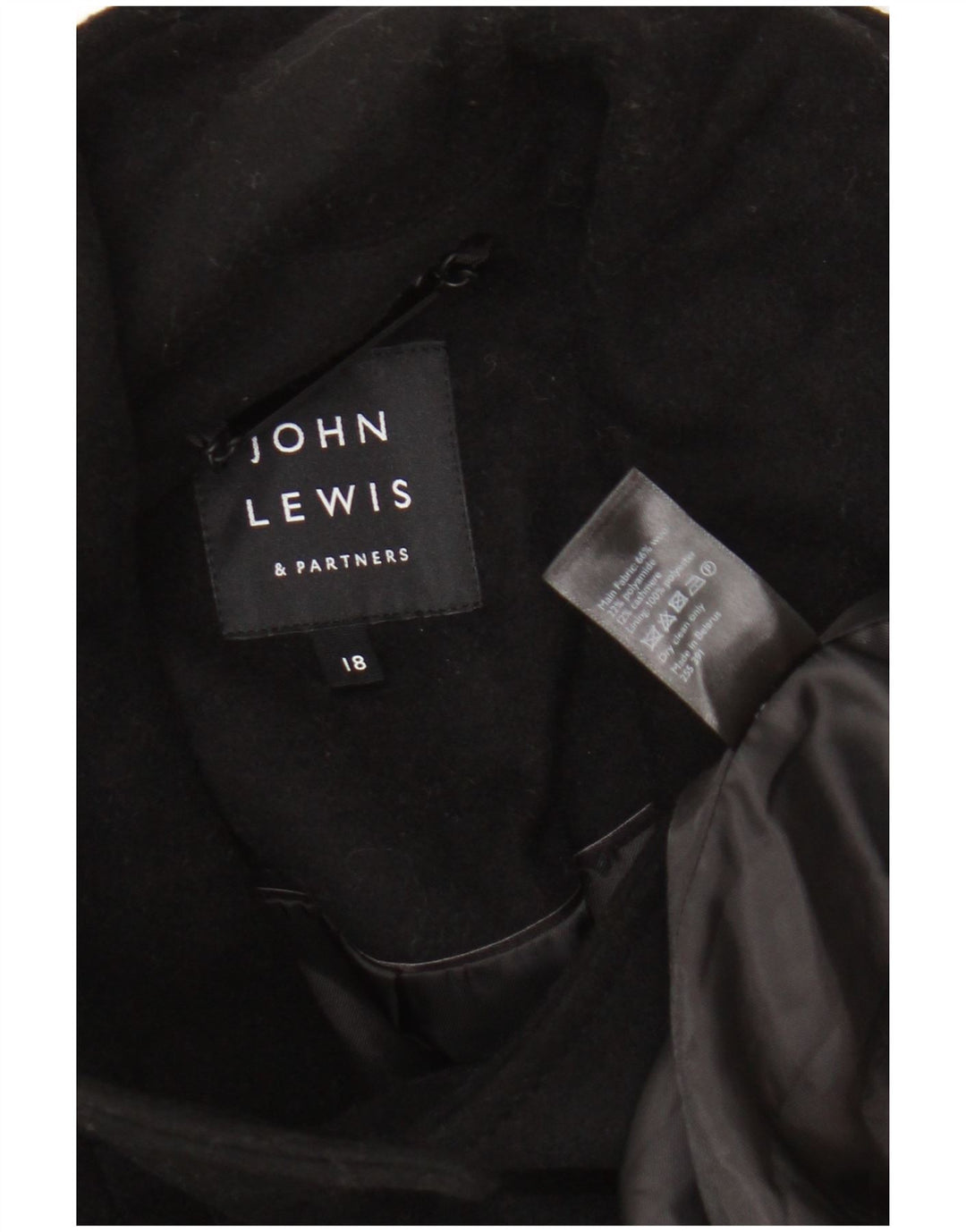 John Lewis Womens Oversized Pea Coat UK 18 XL Black Wool