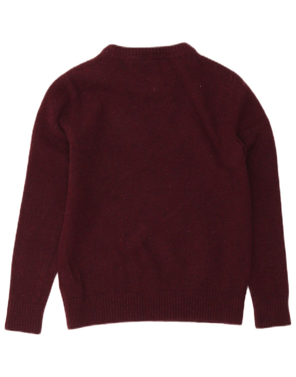 HILFIGER DENIM Womens Crew Neck Jumper Sweater UK 12 Small Burgundy Wool