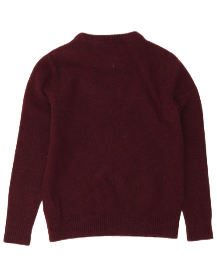 HILFIGER DENIM Womens Crew Neck Jumper Sweater UK 12 Small Burgundy Wool