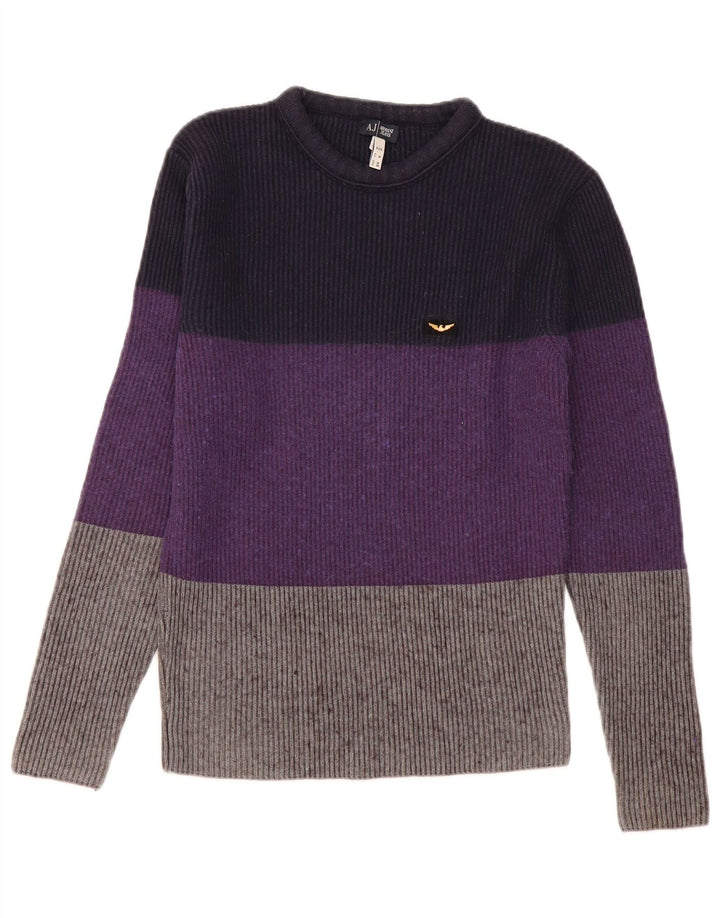 Armani Jeans Mens Crew Neck Jumper Sweater Small Multicoloured Colourblock