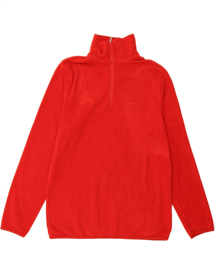 LOTTO Mens Zip Neck Fleece Jumper Medium Red Vintage Lotto and Second-Hand Lotto from Messina Hembry 