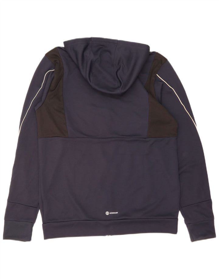 ADIDAS Mens Aeroready Zip Hoodie Sweater Medium Navy Blue Polyester