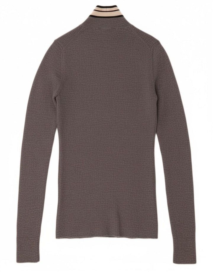 PEUTEREY Womens Turtle Neck Jumper Sweater UK 12 Medium Grey Wool