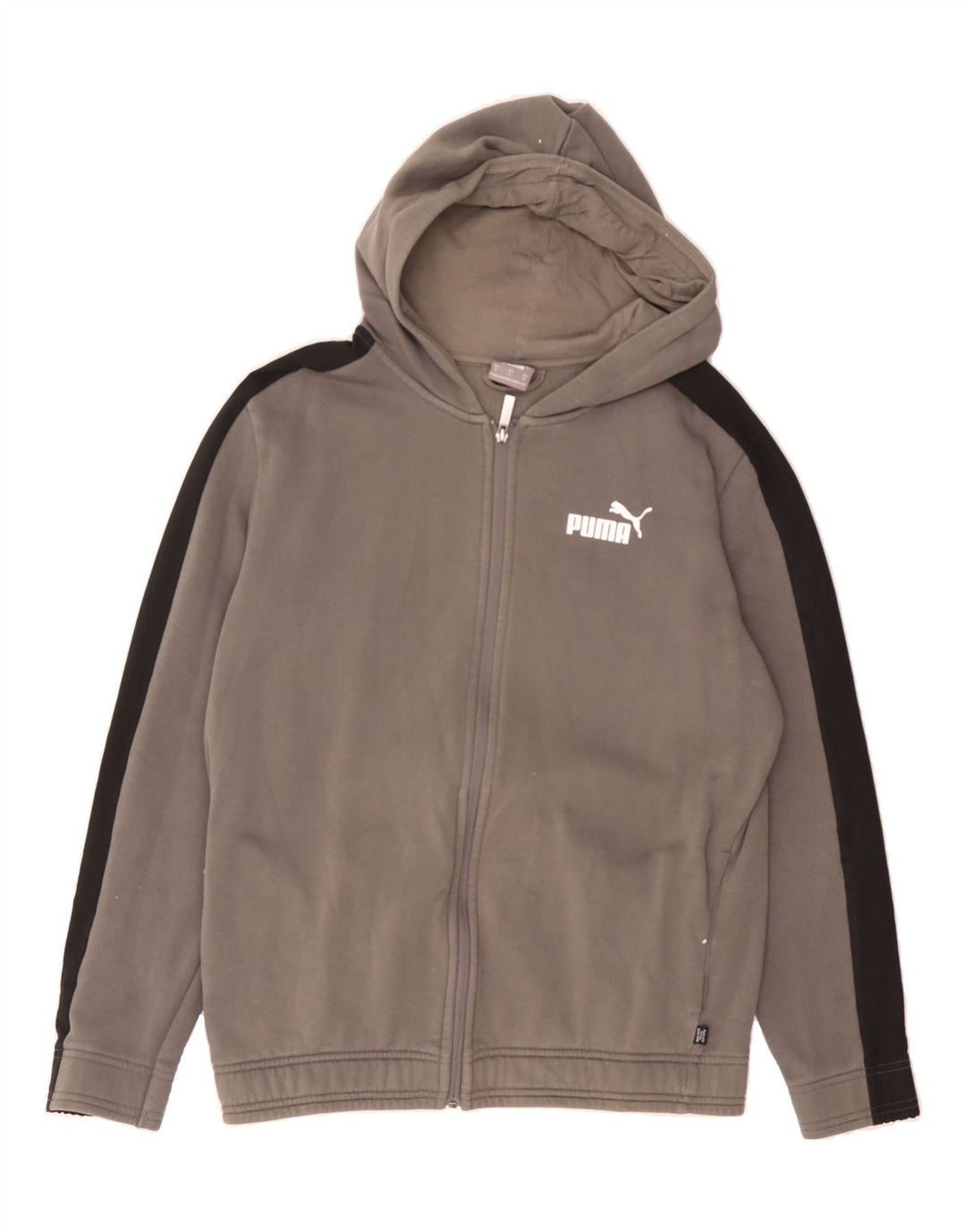 PUMA Mens Zip Hoodie Sweater Medium Grey Colourblock Cotton Vintage Puma and Second-Hand Puma from Messina Hembry 