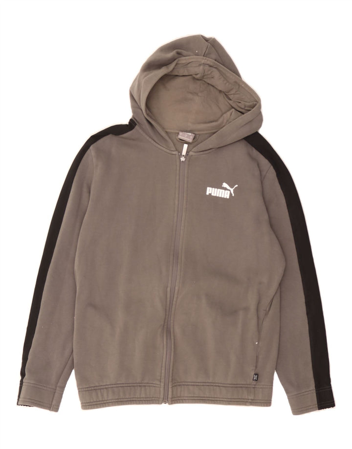 PUMA Mens Zip Hoodie Sweater Medium Grey Colourblock Cotton Vintage Puma and Second-Hand Puma from Messina Hembry 