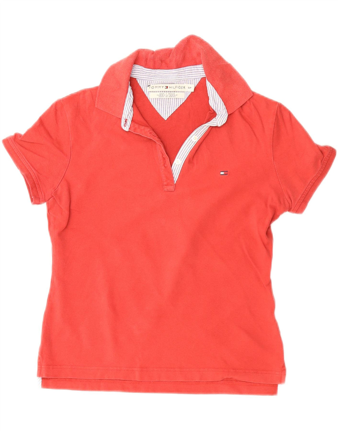TOMMY HILFIGER Womens Polo Shirt UK 10 Small Red Cotton