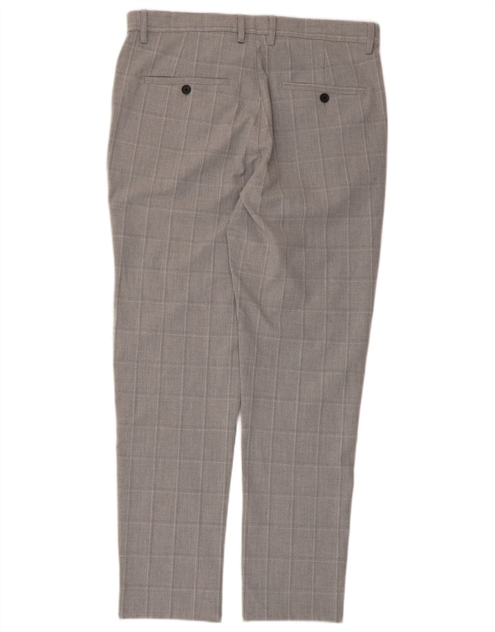 Zara Mens Slim Chino Trousers EU 40 Medium W31 L28 Grey Check