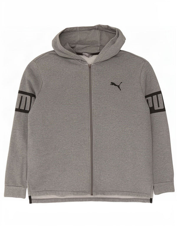 Puma Mens Graphic Zip Hoodie Sweater XL Grey Cotton