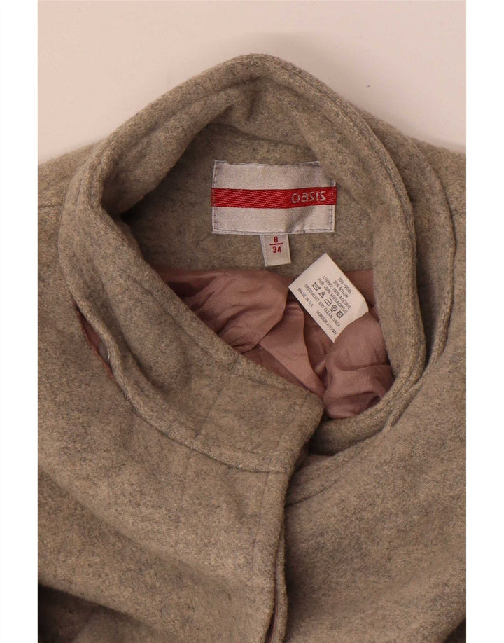 Oasis Womens Overcoat UK 8 Small Grey Wool