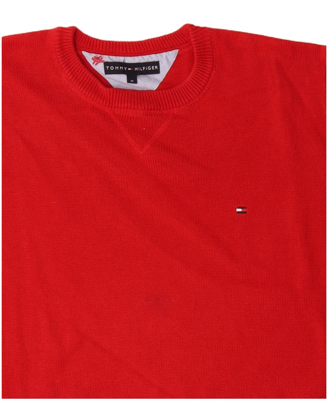 TOMMY HILFIGER Mens Crew Neck Jumper Sweater Medium Red Cotton