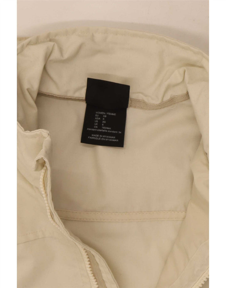 Jack Wolfskin Womens Hooded Rain Jacket UK 6 XS Off White Polyester