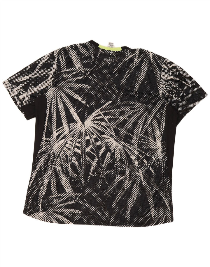 Adidas Mens T-Shirt Top 2XL Black Floral Polyester