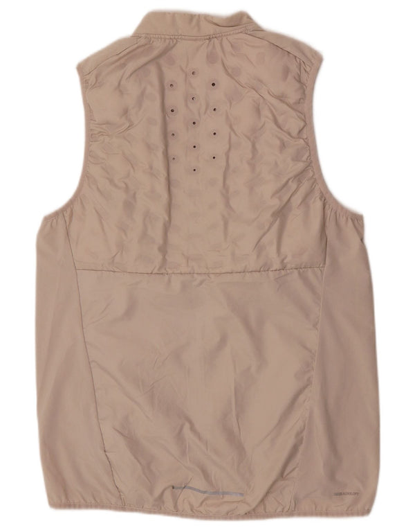 Nike Womens Running Tracksuit Top Jacket UK 14 Large Beige Sports