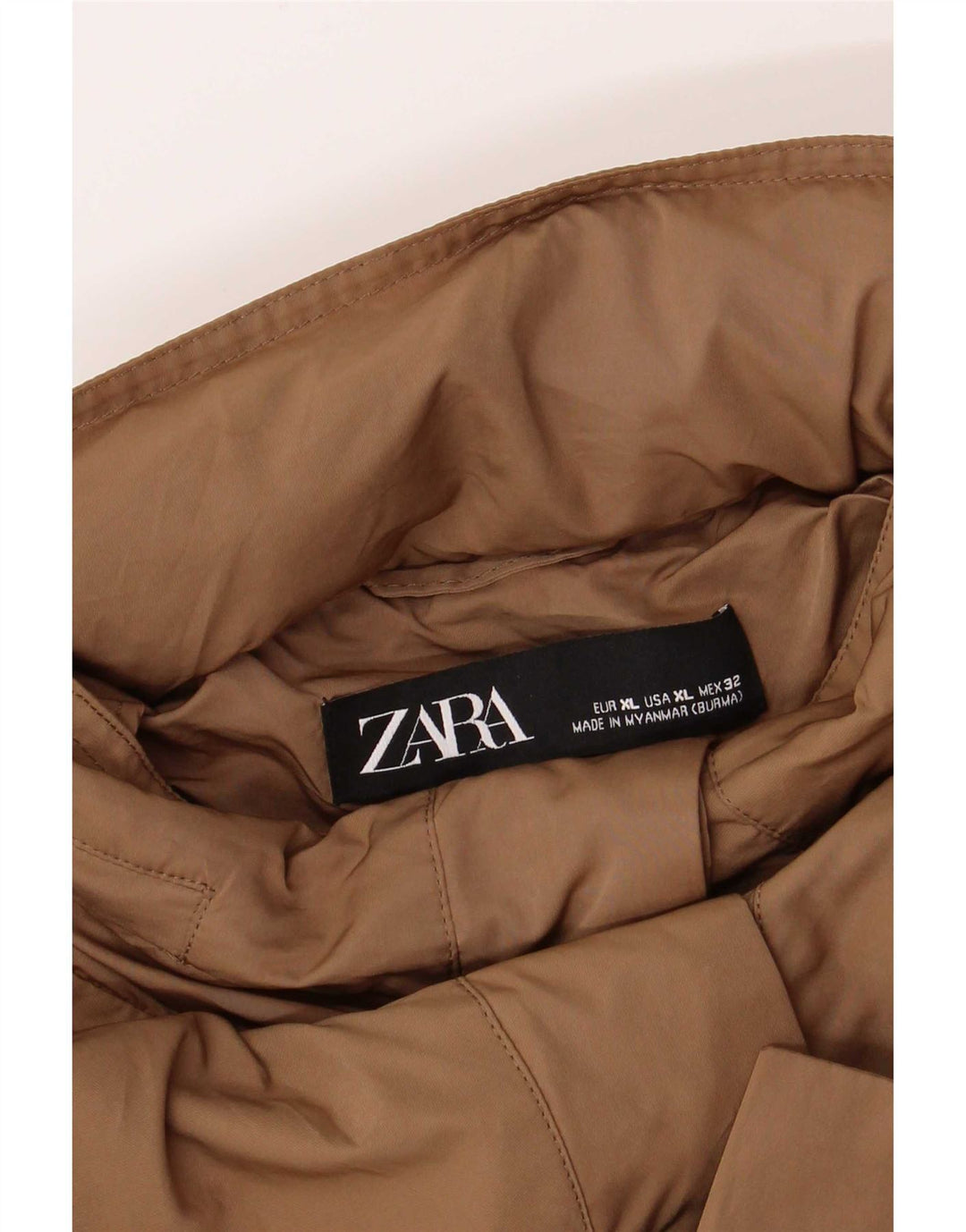Zara Womens Hooded Regular Fit Rain Jacket XL Brown