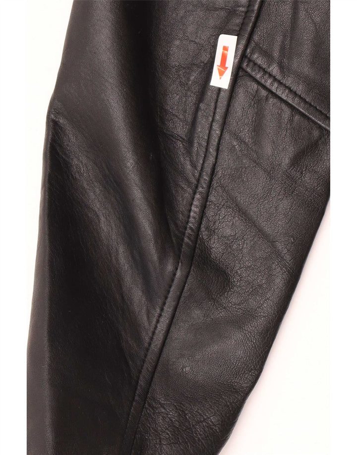 Heeli Womens 5 Button Leather Blazer Jacket UK 16 Large Black