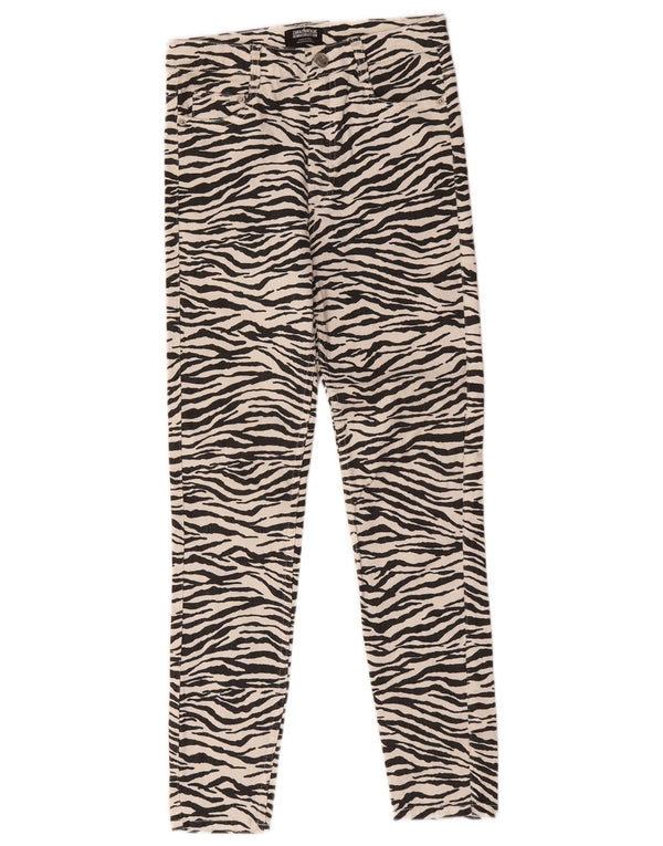 Zara Womens Trafaluc Slim Jeans EU 38 Small W28 L28 White Animal Print