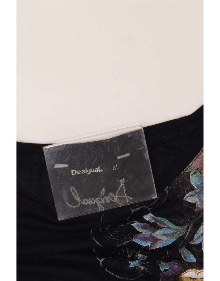 Desigual Womens Graphic Tunic Top UK 14 Medium Navy Blue Floral