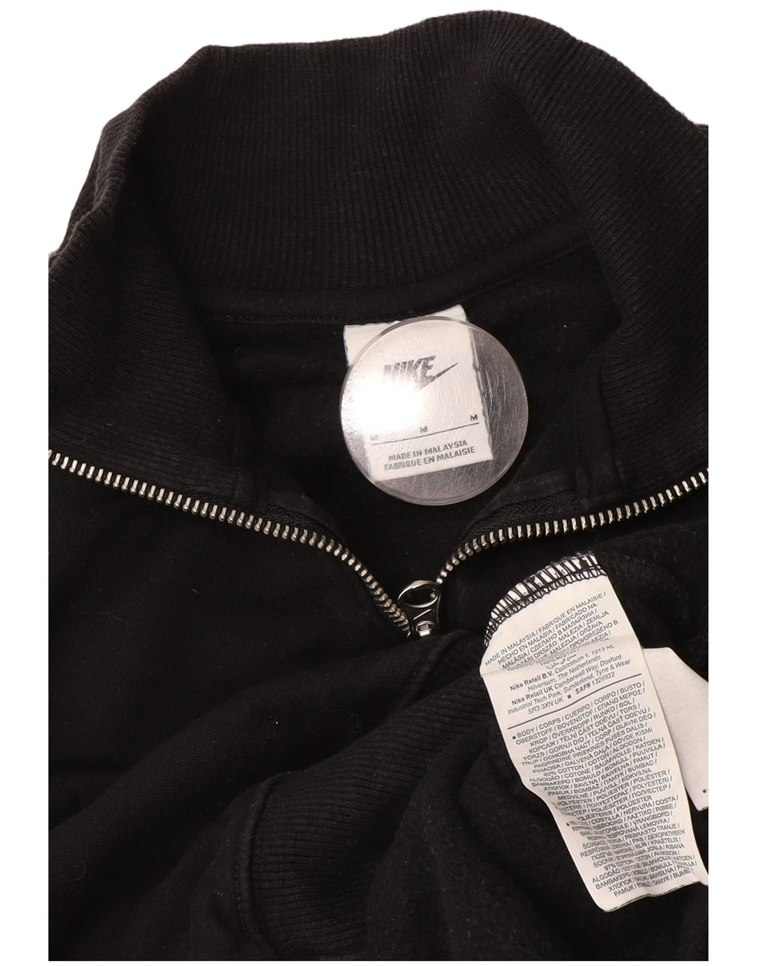 NIKE Womens Crop Zip Neck Sweatshirt Jumper UK 14 Medium Black Cotton