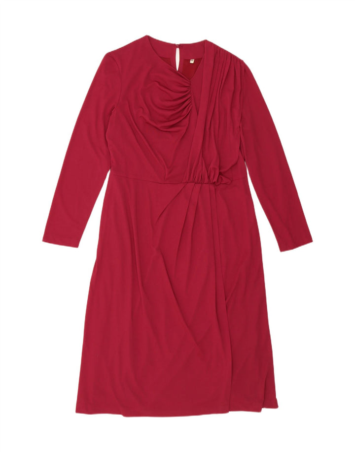 VINTAGE Womens Long Sleeve Maxi Dress IT 48 XL Red Polyester Vintage Vintage and Second-Hand Vintage from Messina Hembry 