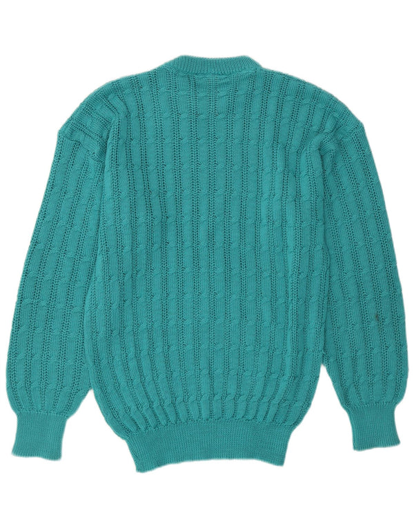Vintage Womens Crew Neck Jumper Sweater IT 50 XL Turquoise Acrylic