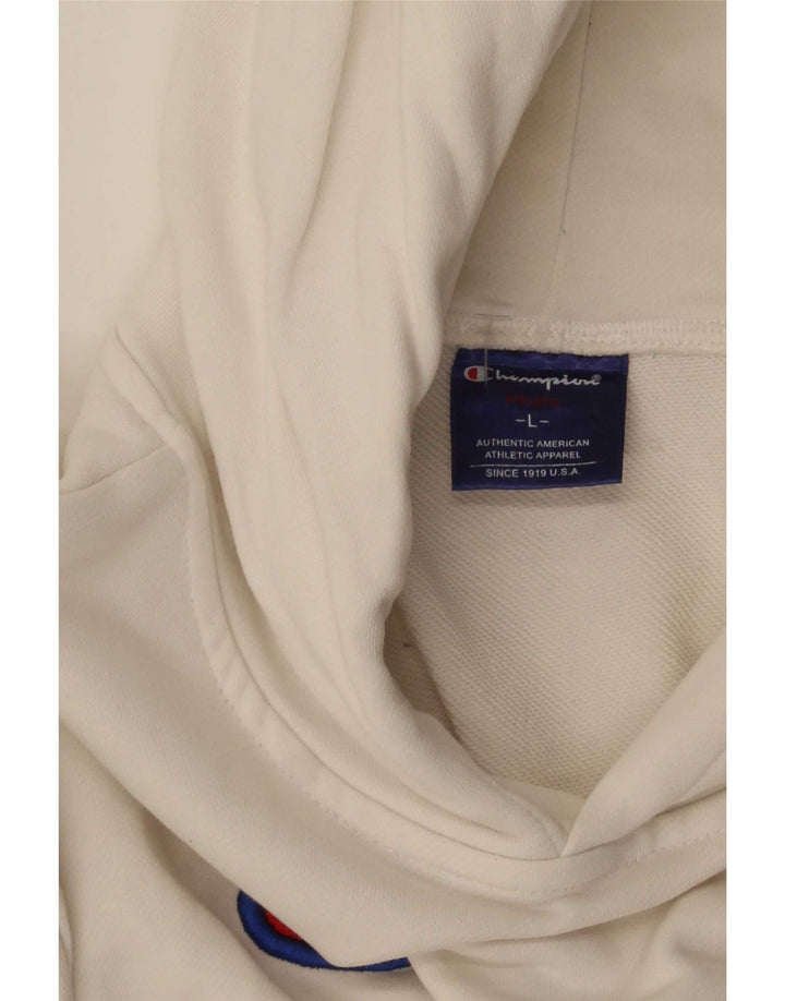 Champion Mens Graphic Hoodie Jumper Large White