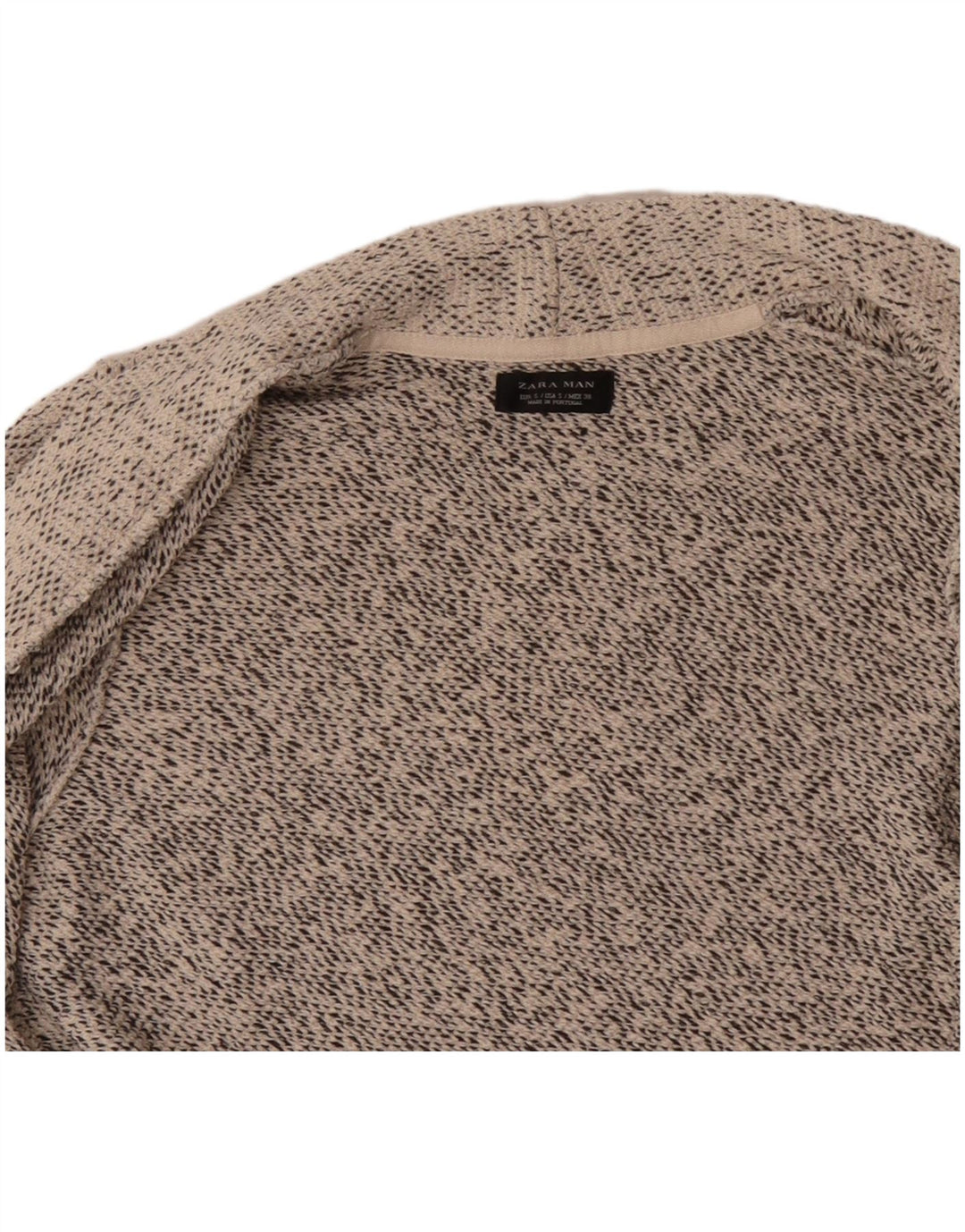 ZARA Mens Cardigan Sweater Small Off White Flecked