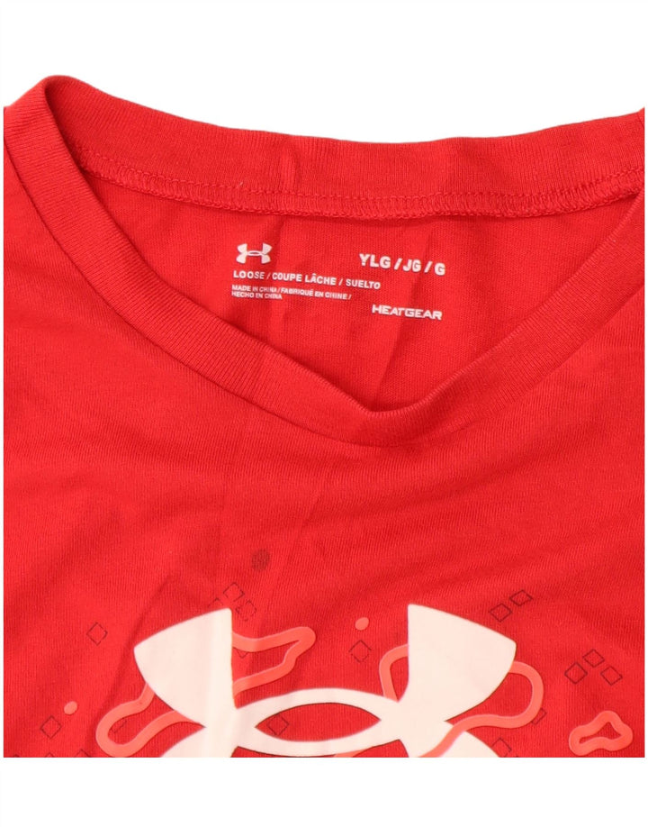 UNDER ARMOUR Boys Heat Gear Graphic T-Shirt Top 11-12 Years Large  Red