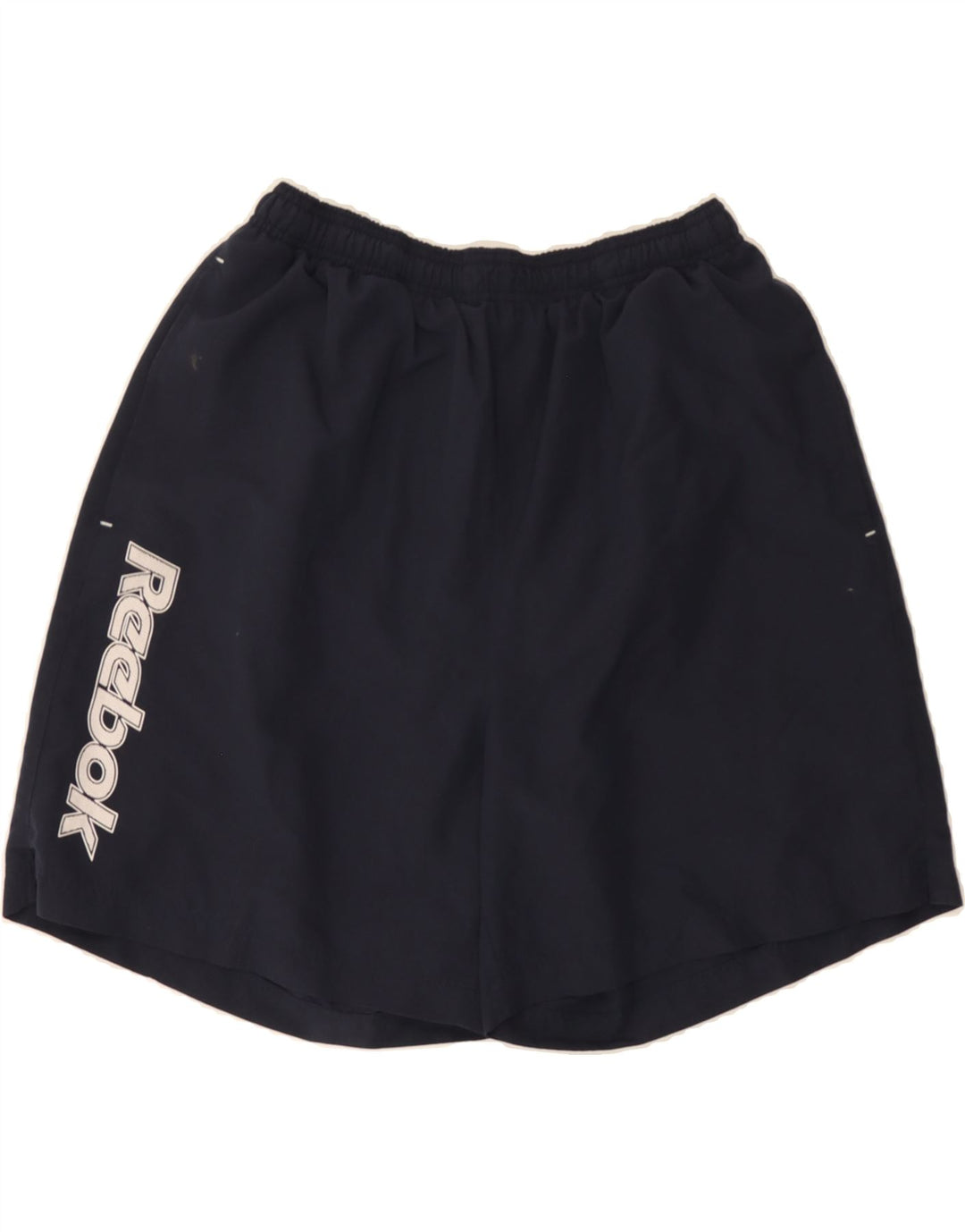 REEBOK Mens Graphic Sport Shorts Medium  Navy Blue Polyester Vintage Reebok and Second-Hand Reebok from Messina Hembry 